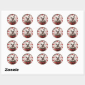 Valentijnse Franse Bulldog Ronde Sticker (Vel)