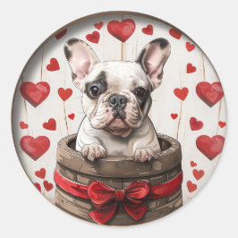 Valentijnse Franse Bulldog Ronde Sticker