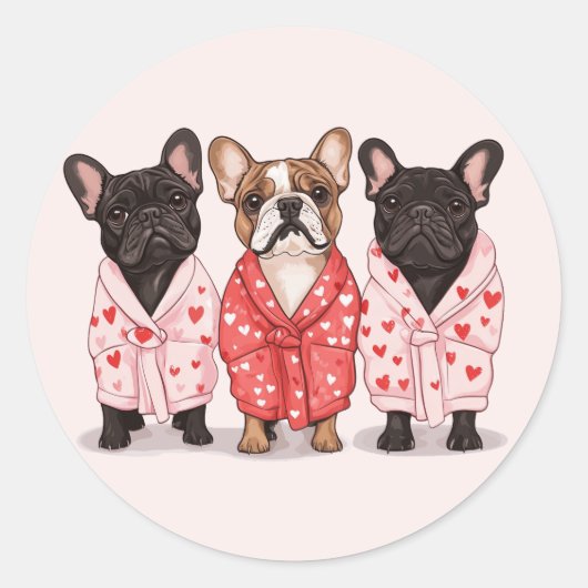 Valentijnse Franse Bulldog Ronde Sticker (Voorkant)