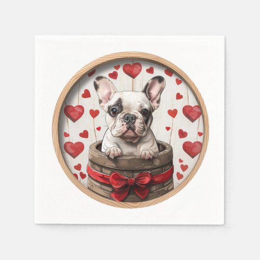 Valentijnse Franse Bulldog Servet (Voorkant)