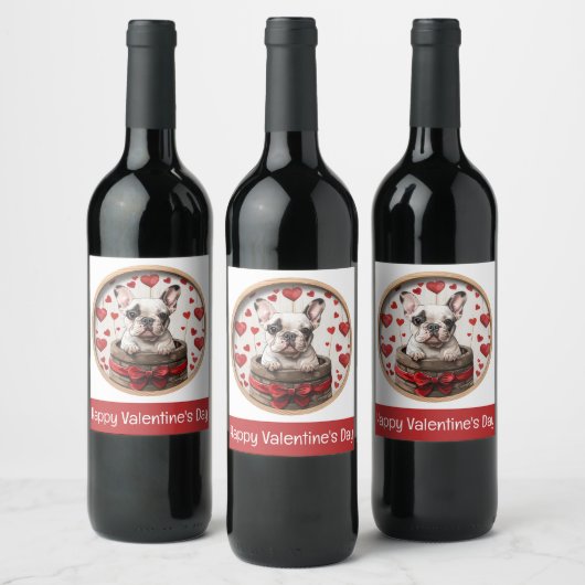 Valentijnse Franse Bulldog Wijn Etiket (Flessen)