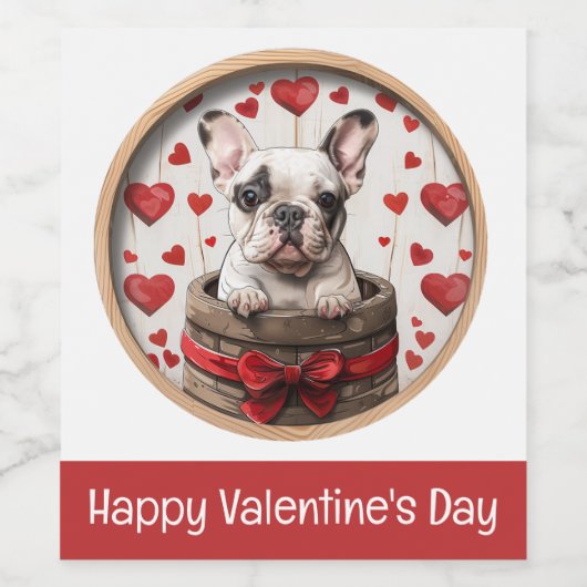 Valentijnse Franse Bulldog Wijn Etiket (Enkel label)