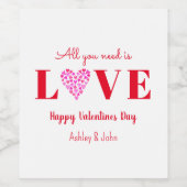 Valentijnse Galentine Red Love Heart Wijn Etiket (Enkel label)