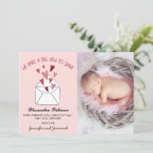 Valentijnse geboorte aankondiging kaart envelop h (Staand voorkant)
