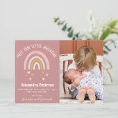 Valentijnse  geboorte aankondiging kaart regenboog (Staand voorkant)