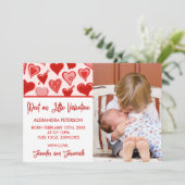 Valentijnse  geboorte aankondiging kaart schattig  (Staand voorkant)