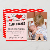 Valentijnse  geboorte aankondigingskaart pasgebore aankondiging (Voorkant / Achterkant)