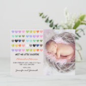 Valentijnse geboorteaankondiging kleurrijk lief ha aankondiging (Staand voorkant)