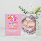 Valentijnse geboorteaankondiging Schattige Harten  Aankondiging (Staand voorkant)