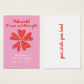 Valentijnse geboorteaankondiging visitekaartje (Voorkant /achterkant)