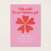 Valentijnse geboorteaankondiging visitekaartje (Voorkant)