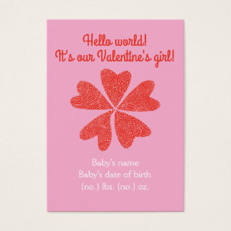 Valentijnse geboorteaankondiging visitekaartje