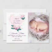 Valentijnse  geboortekaart Elegant Flower Aankondiging (Voorkant)