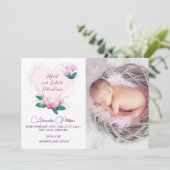 Valentijnse  geboortekaart Elegant Flower Aankondiging (Staand voorkant)