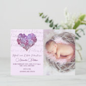 Valentijnse  geboortekaart Romantisch Aankondiging (Staand voorkant)