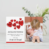 Valentijnse  Geboortekaart Rood Zoet Hart Aankondiging (Staand voorkant)