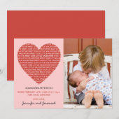 Valentijnse  Geboortekaart Sweet Modern Aankondiging (Voorkant / Achterkant)