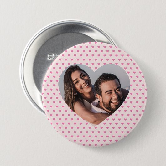 Valentijnse  Gepersonaliseerde roze hartvorm Ronde Button 7,6 Cm (Voorkant /achterkant)