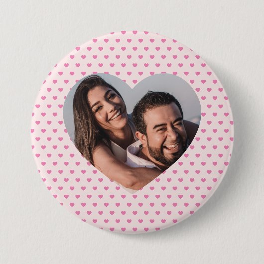 Valentijnse  Gepersonaliseerde roze hartvorm Ronde Button 7,6 Cm (Voorkant)