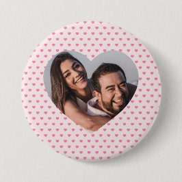 Valentijnse  Gepersonaliseerde roze hartvorm Ronde Button 7,6 Cm