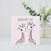 Valentijnse Giraffes Schattige Valentijnen Kaart (Staand voorkant)