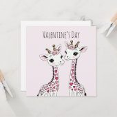 Valentijnse Giraffes Schattige Valentijnen Kaart (Voorkant / Achterkant in situ)