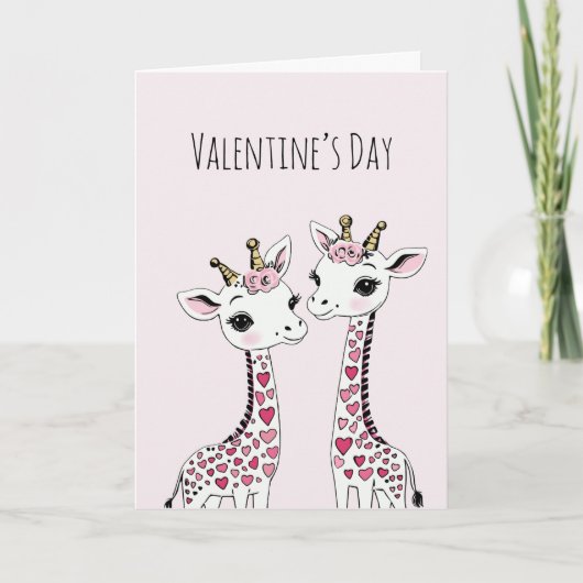 Valentijnse Giraffes Schattige Valentijnen Kaart (Voorkant)