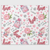 Valentijnse  Gnome Cadeaupapier (Vlak)