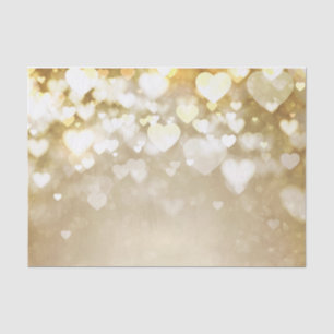 Valentijnse Gold Bokeh Hearts Tissuepapier