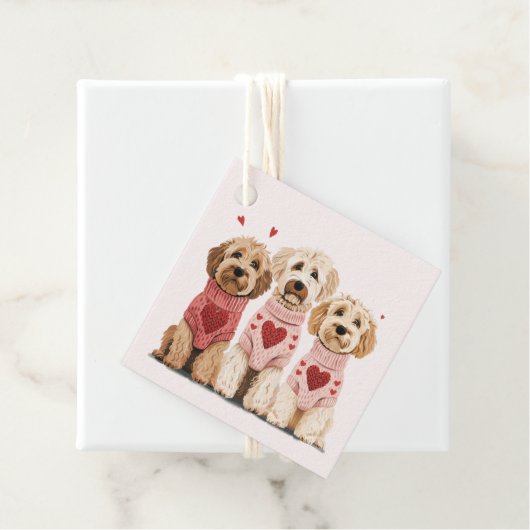 Valentijnse Goldendoodle Dogs Bedankjes Labels (In situ)