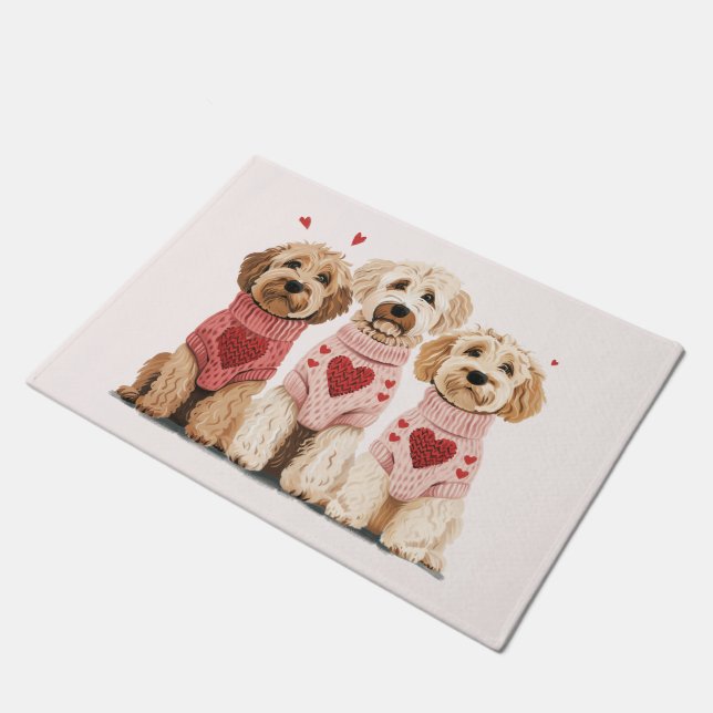 Valentijnse Goldendoodle Dogs Deurmat (Schuin)
