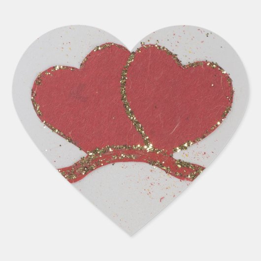 Valentijnse goudvonk met rood hart hart sticker (Voorkant)