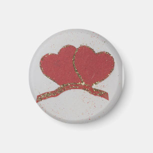 Valentijnse goudvonk met rood hart magneet