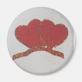 Valentijnse goudvonk met rood hart magneet