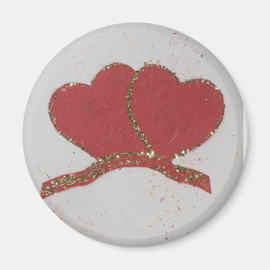 Valentijnse goudvonk met rood hart magneet (Voorkant)