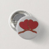 Valentijnse goudvonk met rood hart ronde button 3,2 cm (Voorkant /achterkant)