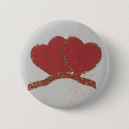 Valentijnse goudvonk met rood hart ronde button 5,7 cm