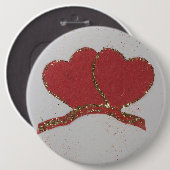 Valentijnse goudvonk met rood hart ronde button 6,0 cm (Voorkant /achterkant)