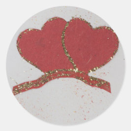 Valentijnse goudvonk met rood hart ronde sticker