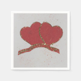 Valentijnse goudvonk met rood hart servet