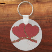 Valentijnse goudvonk met rood hart sleutelhanger (Voorkant)