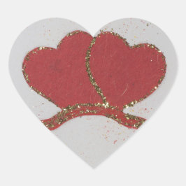 Valentijnse goudvonk met rood hart sticker