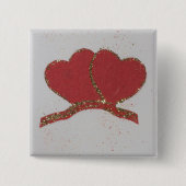 Valentijnse goudvonk met rood hart vierkante button 5,1 cm (Voorkant)
