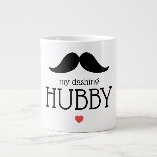 Valentijnse Grafische Mustache My Dashing Hubby He Grote Koffiekop (Voorkant)