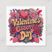 Valentijnse groovy dag, retro clipart aanbevelingskaartje (Voorkant)
