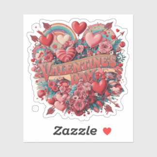 Valentijnse groovy dag, retro clipart sticker