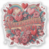 Valentijnse groovy dag, retro clipart sticker (Voorkant)