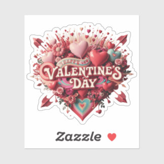 Valentijnse groovy dag, retro clipart sticker