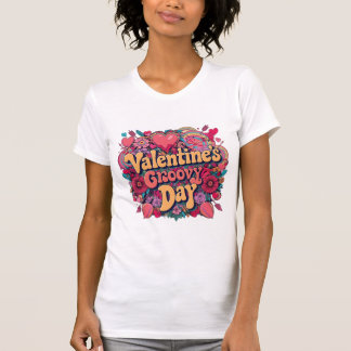 Valentijnse groovy dag, retro clipart t-shirt