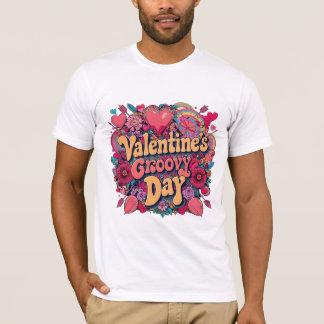 Valentijnse groovy dag, retro clipart t-shirt